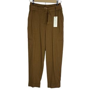 Rachel Zoe Pants Womens 2 Brown Cargo Linen Blend Belted Stretch Pockets NWT